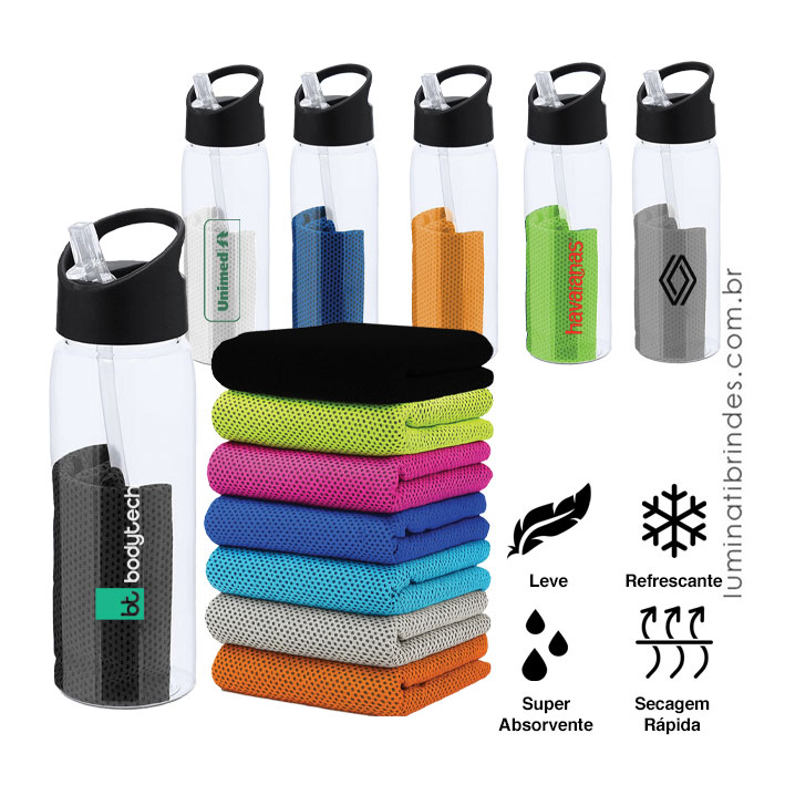 Garrafa Hydrotowel com Tampa e Toalha
