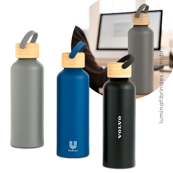 Garrafa Yoko Aluminium Bambu