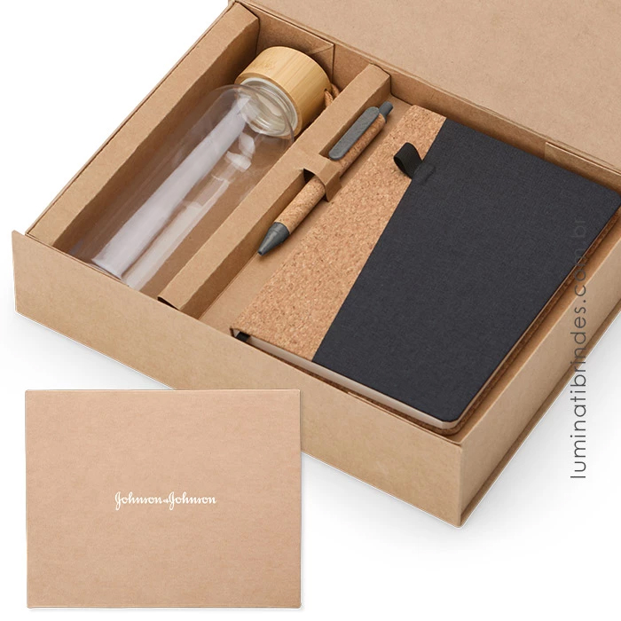 Kit Executivo Caderno, Caneta e Garrafa Eco